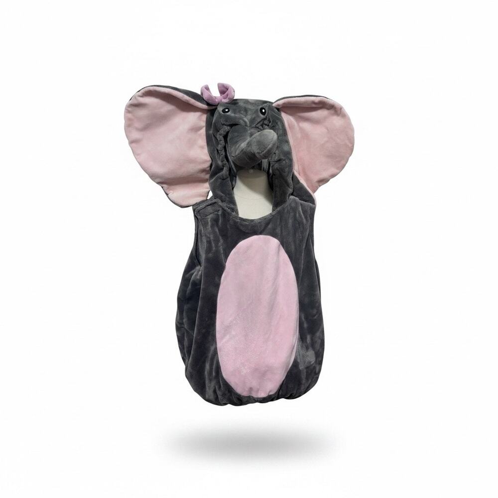 Koala Kids Elephant Costume with Ear Bow Gray Pink 18-24M